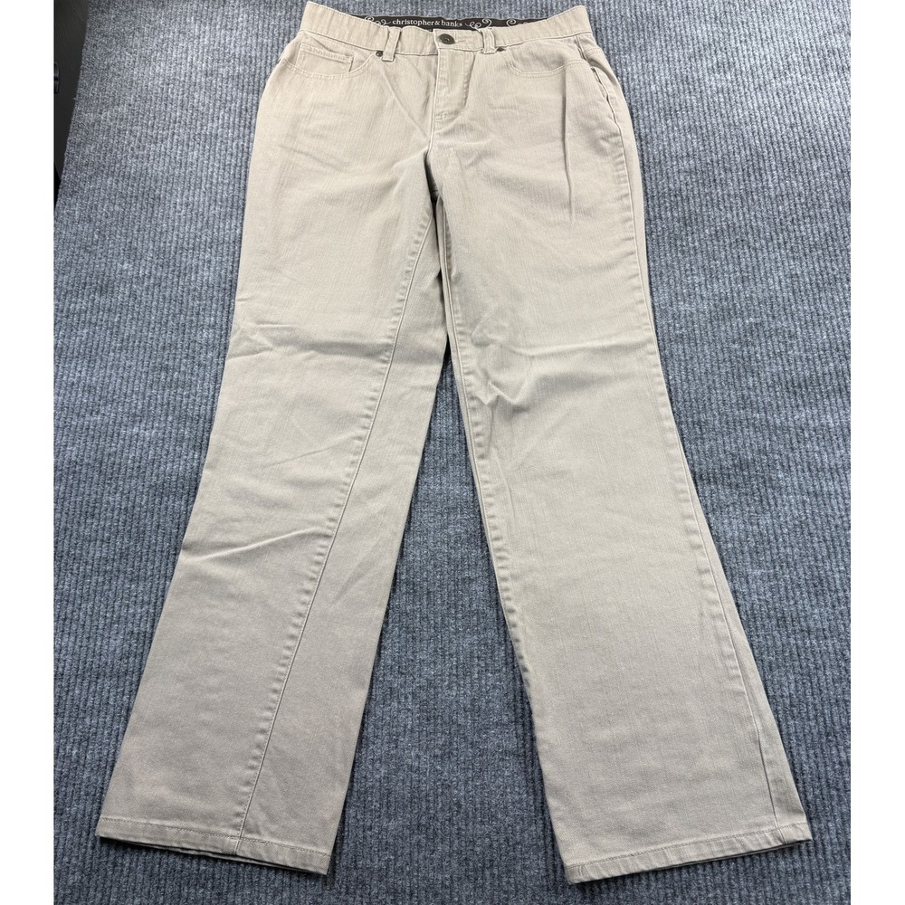 Christopher & Banks‎ Pants Womens 6 Beige Classic Fit Straight Leg Stretch Twill